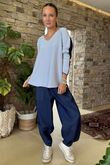 Made in Italy Juno Two Tone Knit Powder & Navy